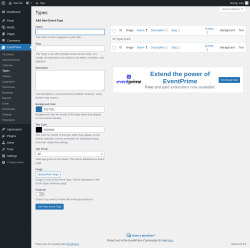 Page screenshot: EventPrime → Types