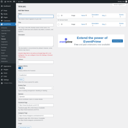Page screenshot: EventPrime → Venues
