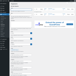 Page screenshot: EventPrime → Organizers