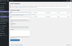 Page screenshot: Calendar ✚ → Event Categories