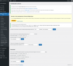 Page screenshot: Events Made Easy  → Scheduled actions