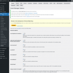 Page screenshot: Events Made Easy  → Settings