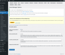 Page screenshot: Events Made Easy  → Settings → SEO