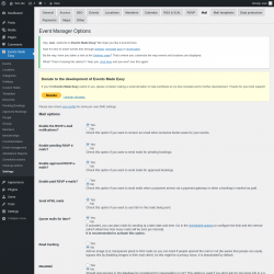 Page screenshot: Events Made Easy  → Settings → Mail