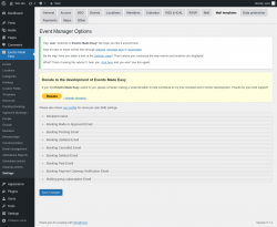 Page screenshot: Events Made Easy  → Settings → Mail templates