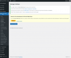 Page screenshot: Events Made Easy  → Holidays