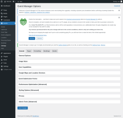 Page screenshot: Events &rarr; Settings
