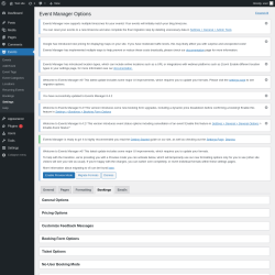 Page screenshot: Events &rarr; Settings &rarr; Bookings