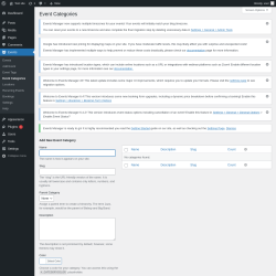 Page screenshot: Events &rarr; Event Categories