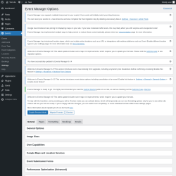 Page screenshot: Events &rarr; Settings