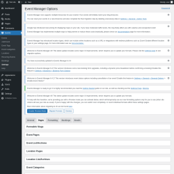 Page screenshot: Events &rarr; Settings &rarr; Pages