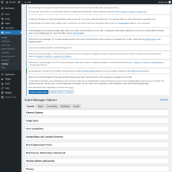 Page screenshot: Events &rarr; Settings