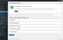 Page screenshot: Events &rarr; Settings &rarr; Emails