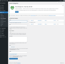 Page screenshot: Events &rarr; Event Categories