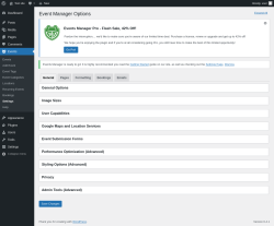Page screenshot: Events &rarr; Settings