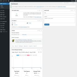 Page screenshot: Dashboard &lsaquo; Test site &mdash; WordPress