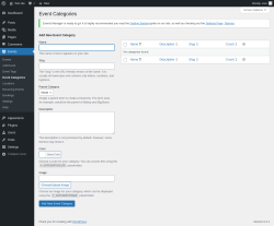 Page screenshot: Events &rarr; Event Categories