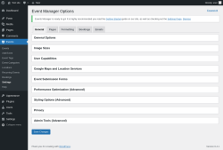 Page screenshot: Events &rarr; Settings