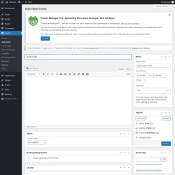 Page screenshot: Events &rarr; Add Event