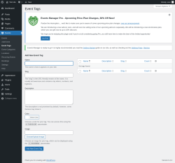Page screenshot: Events &rarr; Event Tags