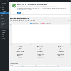 Page screenshot: Events &rarr; Bookings
