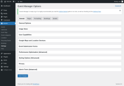 Page screenshot: Events &rarr; Settings