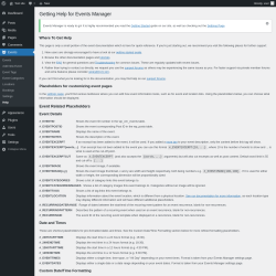 Page screenshot: Events → Help
