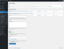 Page screenshot: Events → Event Tags