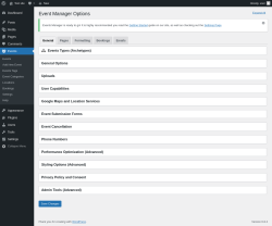 Page screenshot: Events → Settings