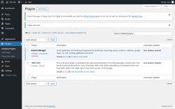 Page screenshot: Plugins ‹ Test site — WordPress