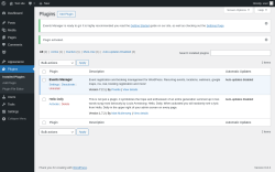Page screenshot: Plugins ‹ Test site — WordPress