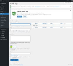 Page screenshot: Events &rarr; Events Tags