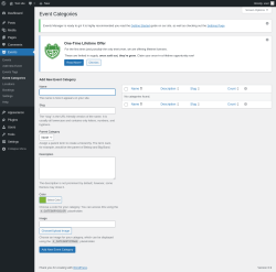 Page screenshot: Events &rarr; Event Categories