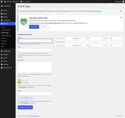 Page screenshot: Events &rarr; Events Tags