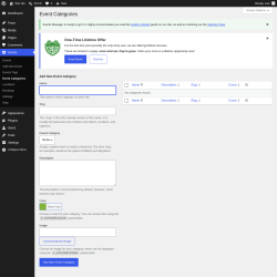 Page screenshot: Events &rarr; Event Categories