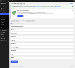 Page screenshot: Events &rarr; Settings &rarr; Formatting