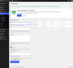 Page screenshot: Events &rarr; Events Tags