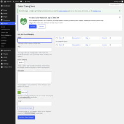 Page screenshot: Events &rarr; Event Categories