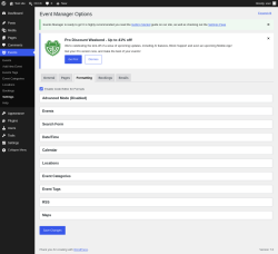 Page screenshot: Events &rarr; Settings &rarr; Formatting