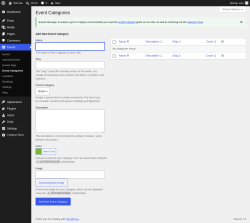Page screenshot: Events &rarr; Event Categories