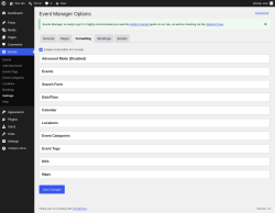 Page screenshot: Events &rarr; Settings &rarr; Formatting