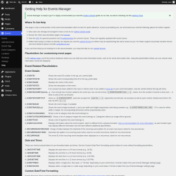Page screenshot: Events &rarr; Help