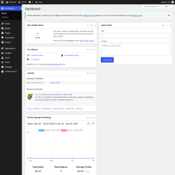Page screenshot: Dashboard &lsaquo; Test site &mdash; WordPress