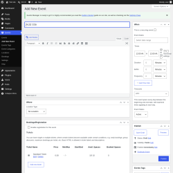 Page screenshot: Events &rarr; Add New Event