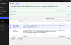 Page screenshot: Plugins &lsaquo; Test site &mdash; WordPress
