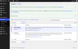 Page screenshot: Plugins &lsaquo; Test site &mdash; WordPress