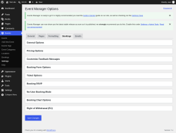 Page screenshot: Events &rarr; Settings &rarr; Bookings