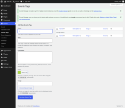 Page screenshot: Events &rarr; Events Tags