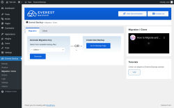 Page screenshot: Everest Backup → Migration / Clone