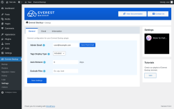 Page screenshot: Everest Backup → Settings